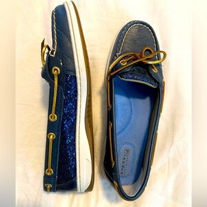 Sperry Topsiders, Blue Sparkly, Size 9